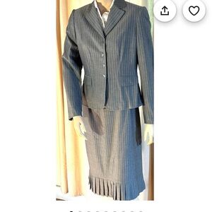 Tahari grey pin striped suit